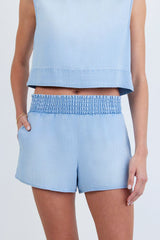 Bella Dahl Smocked Waist Short in Light Sunspray Wash