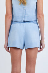 Bella Dahl Smocked Waist Short in Light Sunspray Wash