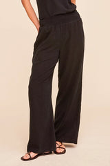 Bella Dahl Smocked Waist Wide Leg in Black - Viva Diva Boutique