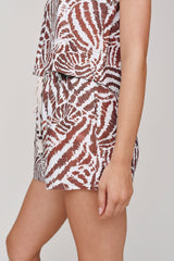 Bella Dahl in Beach Short With Beaded Ties in Abstract Shell