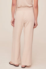 Bella Dahl Smocked Waist Wide Leg Pant in Linen Sand