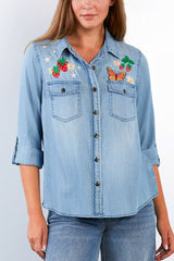 Billy T Daydream Butterfly Shirt in Pure Denim