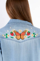 Billy T Daydream Butterfly Shirt in Pure Denim