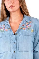 Billy T Summer Petal Embroidered Shirt - Viva Diva Boutique