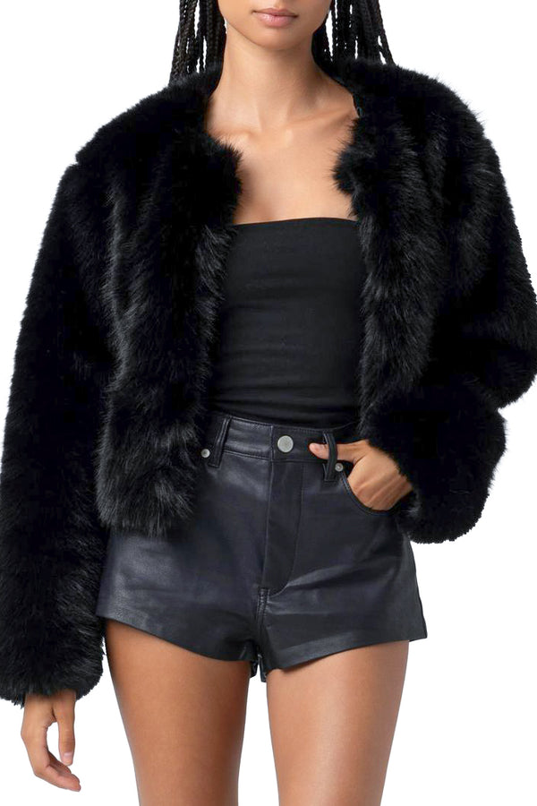 Blank NYC Faux Fur Jacket in Black