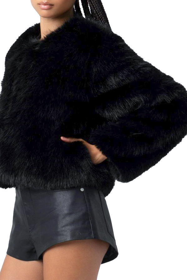 Blank NYC Faux Fur Jacket in Black