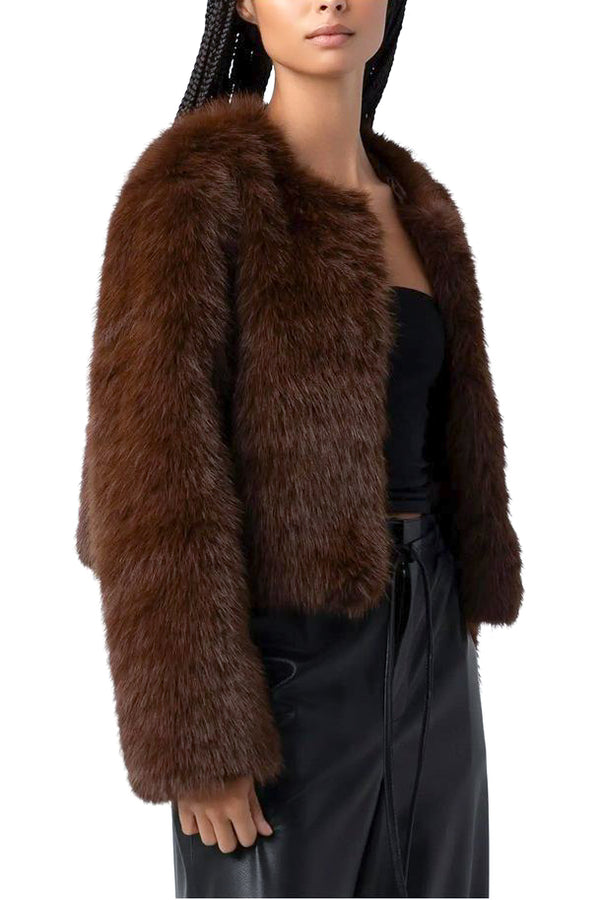 Blank NYC Faux Fur Jacket in Brown