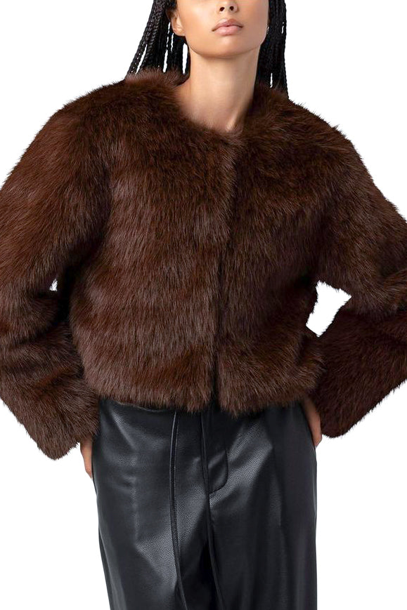 Blank NYC Faux Fur Jacket in Brown
