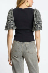 Caballero Andrea Top in Indigo Dot