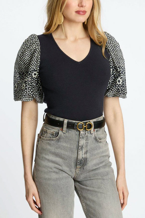 Caballero Andrea Top in Indigo Dot