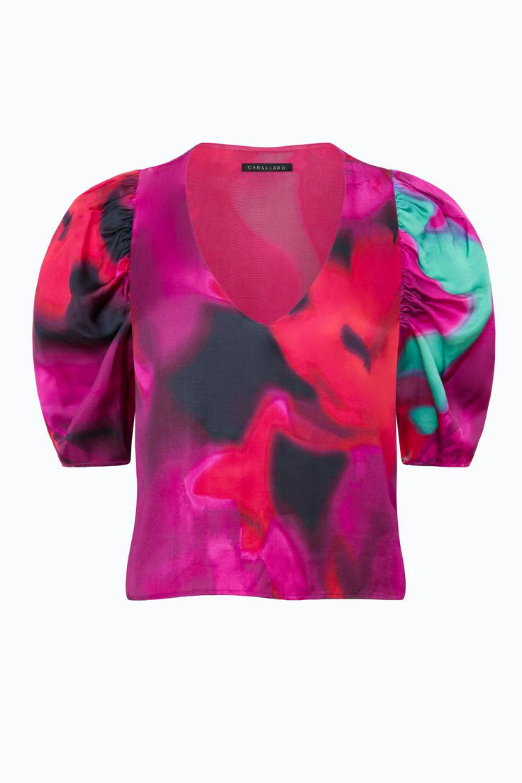 Caballero Arden Top in Blur Iris Bloom - Viva Diva Boutique