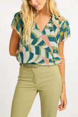 Caballero Kelsie Top in Desert Mosaic - Viva Diva Boutique