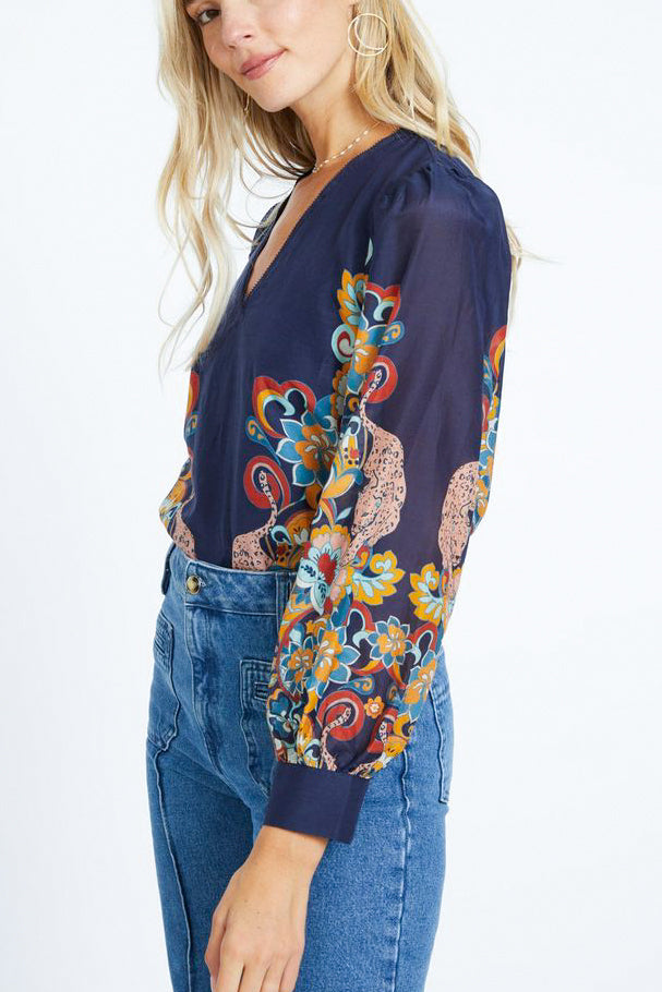 Caballero Ruby Top in Cosmic Cheetah - Viva Diva Boutique
