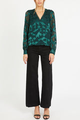 Caballero Ruby Top in Sea Moss Silk Geo Burnout - Viva Diva Boutique