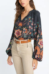Caballero Sophie Top in Leopard Peony - Viva Diva Boutique