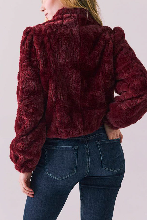 Chaser Puff Sleeve Jacket in Cabernet