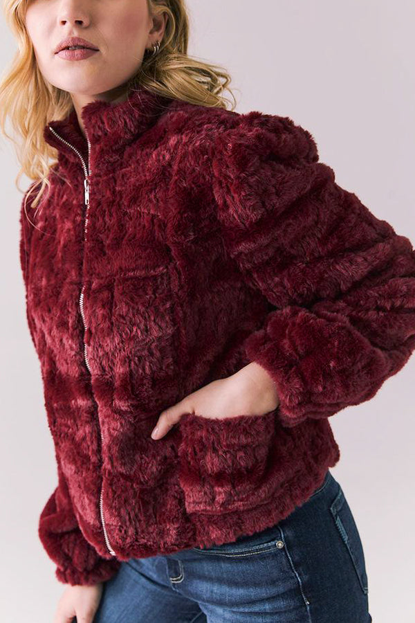 Chaser Puff Sleeve Jacket in Cabernet