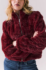 Chaser Puff Sleeve Jacket in Cabernet