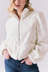 Chaser Puff Sleeve Jacket in Starry White - Viva Diva Boutique