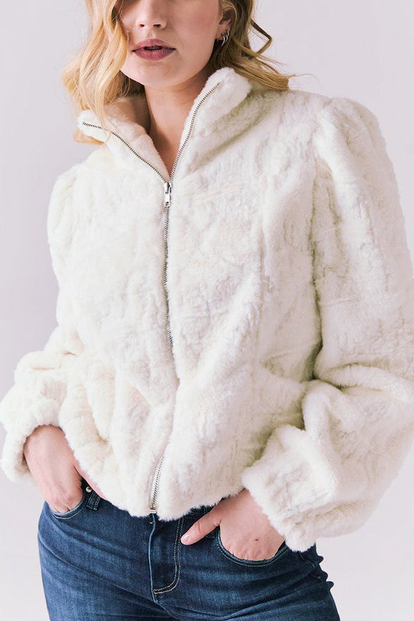 Chaser Puff Sleeve Jacket in Starry White - Viva Diva Boutique