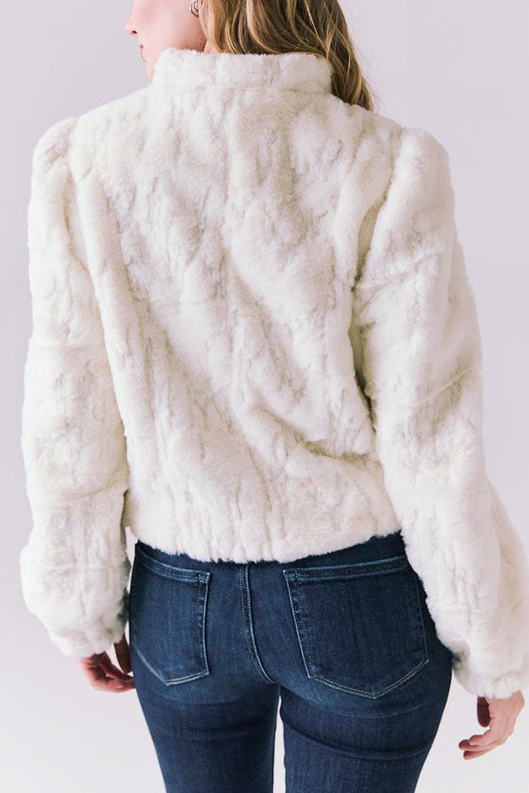 Chaser Puff Sleeve Jacket in Starry White - Viva Diva Boutique