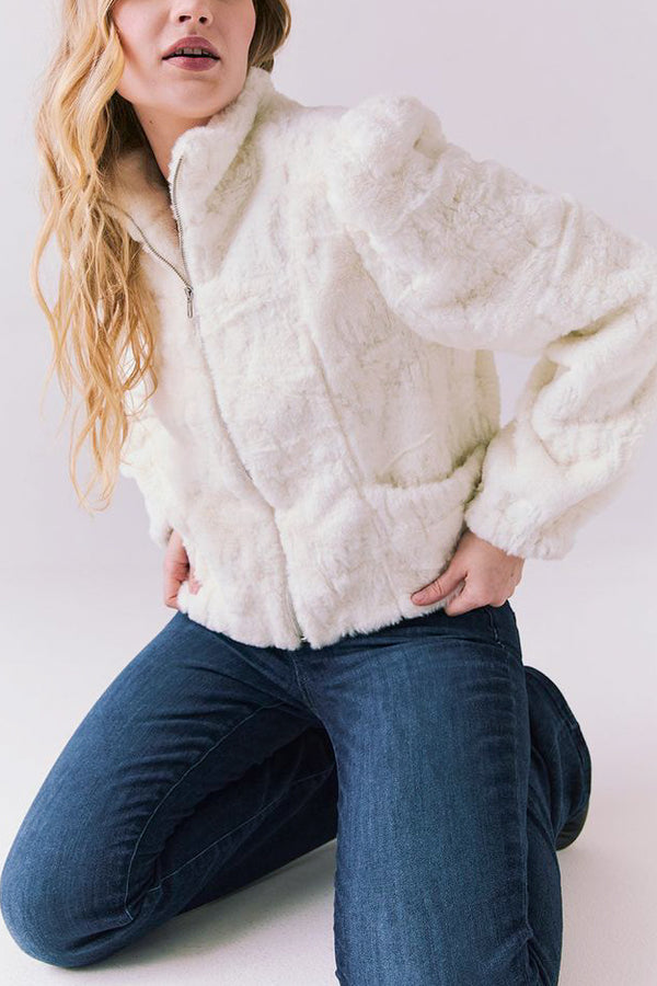 Chaser Puff Sleeve Jacket in Starry White - Viva Diva Boutique