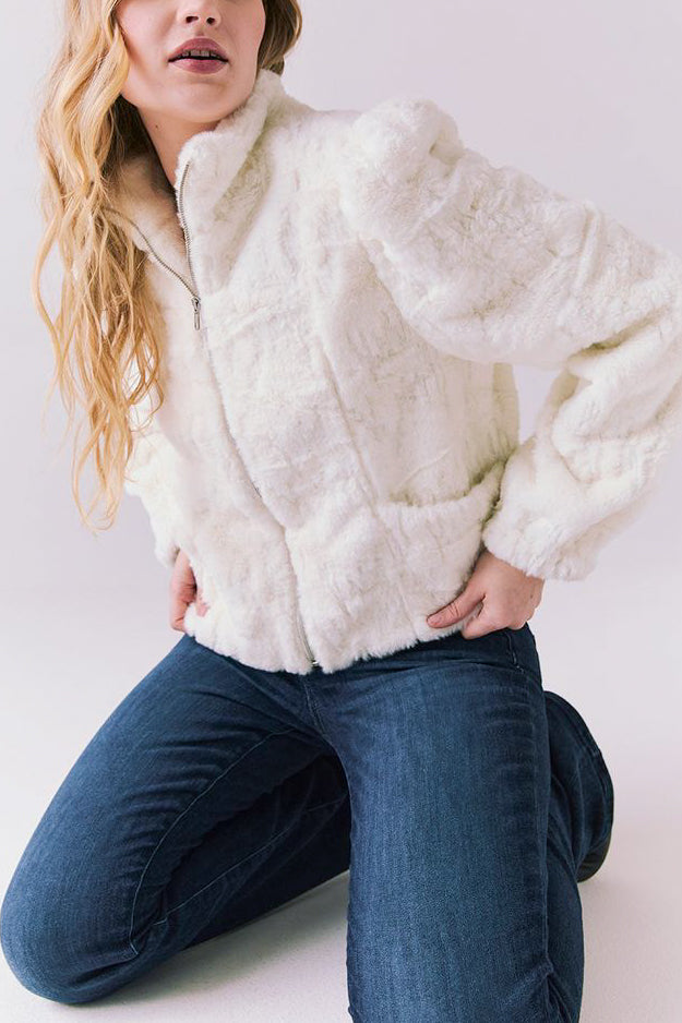 Chaser Puff Sleeve Jacket in Starry White - Viva Diva Boutique