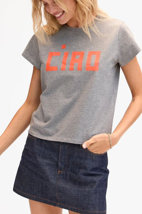 Clare V. Classic Ciao Tee in Grey - Viva Diva Boutique