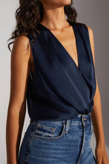 Favorite Daughter The Sleeveless Date Blouse in Navy