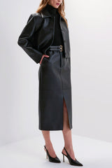 Favorite Daughter The Vegan Leather Meyer Skirt in Black