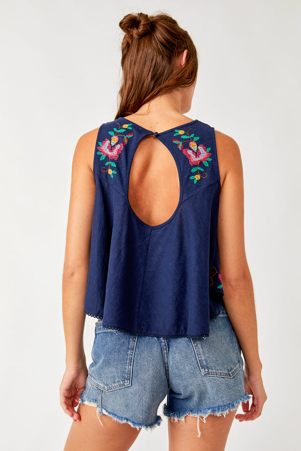 Free People Fun and Flirty Top in Navy - Viva Diva Boutique