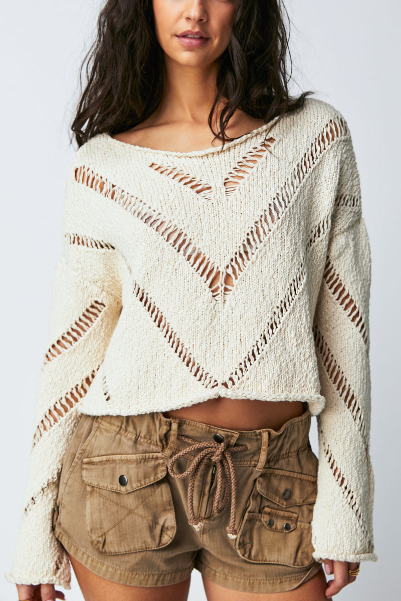 Free People Hayley Sweater in Cream
