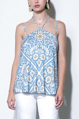 Greylin Abigail Double Strap Halter Top in Dusty Blue