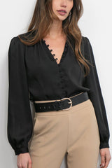 Greylin Aryanna Button Blouse in Black - Viva Diva Boutique