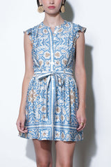 Greylin Bailey Flutter Sleeve Mini Dress in Dusty Blue