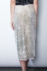 Greylin Gianna Velvet Sequin Midi Skirt in Cream