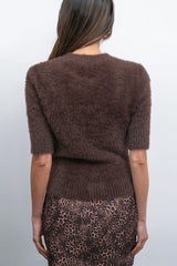 Greylin Odette Fuzzy Knit Top in Espresso
