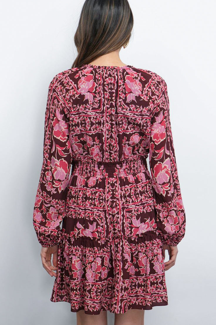 Greylin Ringo Smocked Mini Dress in Maroon