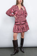 Greylin Ringo Smocked Mini Dress in Maroon