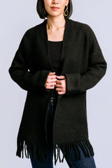Kerisma Sachi Fringe Cardigan in Black - Viva Diva Boutique
