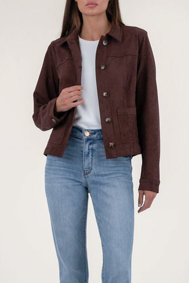Kut From The Kloth Matilda Crop Jacket in Chocolate