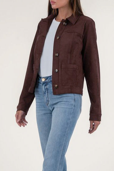 Kut From The Kloth Matilda Crop Jacket in Chocolate