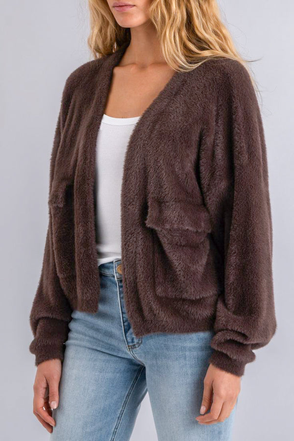 Kut from the Kloth Jana Cardigan in Chocolate - Viva Diva Boutique