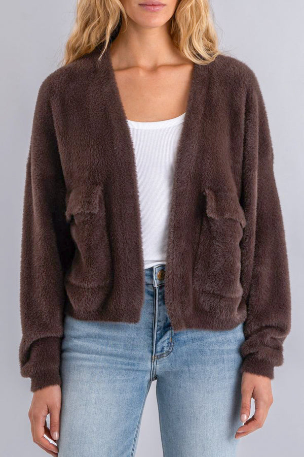 Kut from the Kloth Jana Cardigan in Chocolate - Viva Diva Boutique