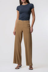 Kut from the Kloth Meg High Rise Wide Straight Legs Front Pleats in Wood - Viva Diva Boutique