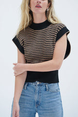 LNA Ellisa Sleeveless Sweater in Latte Stripe