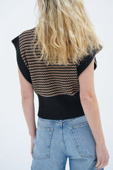 LNA Ellisa Sleeveless Sweater in Latte Stripe