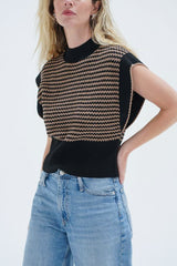 LNA Ellisa Sleeveless Sweater in Latte Stripe