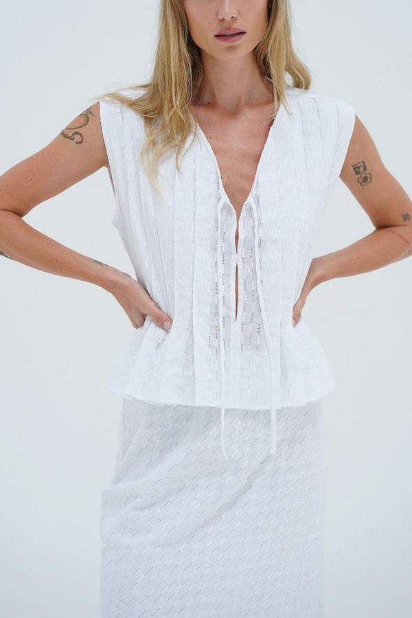 LNA Kala Eyelet Top in White - Viva Diva Boutique