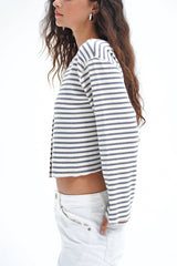 LNA Kincaid Cardigan in Greyscale Stripe